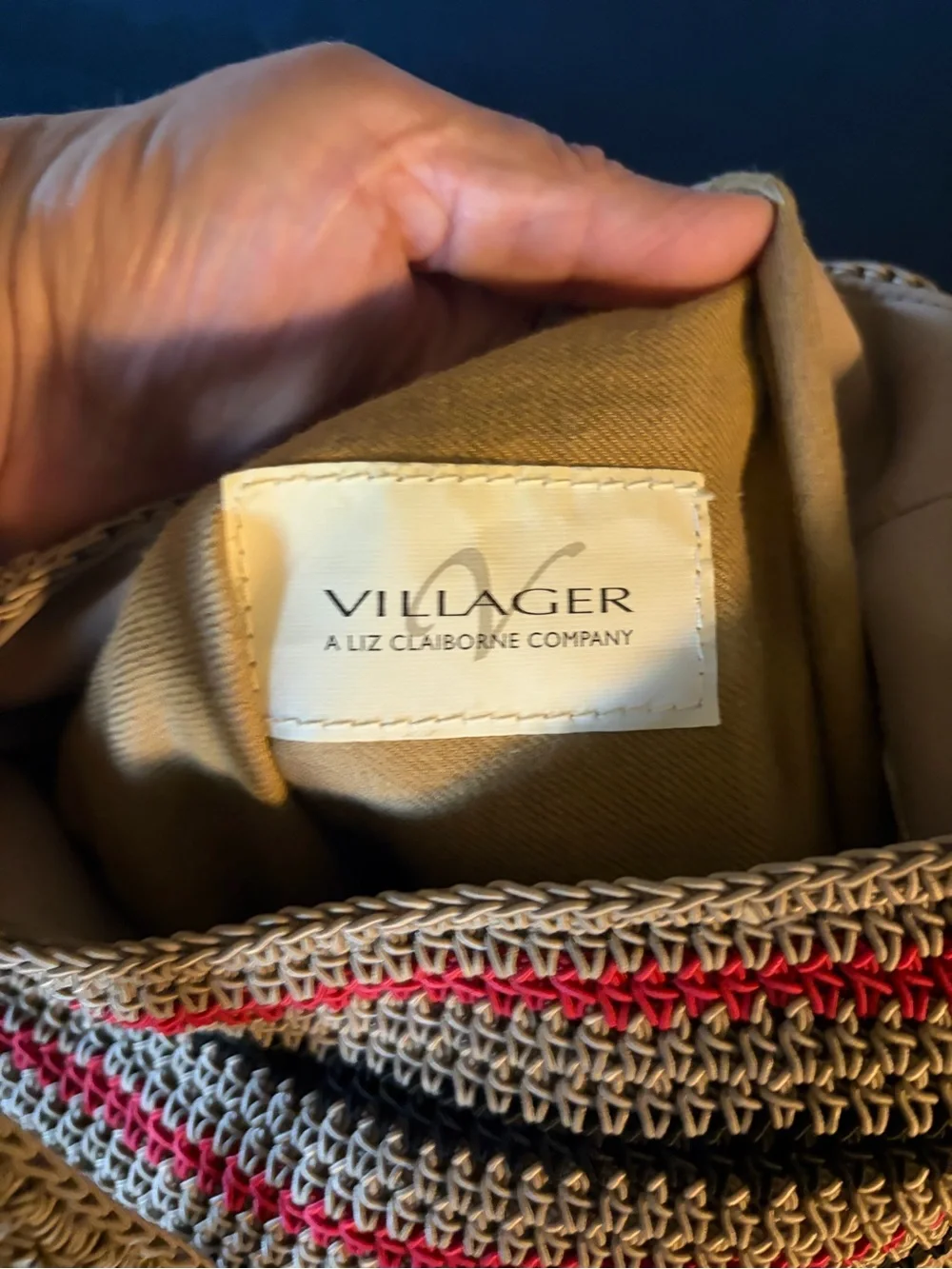 Vintage Villager Liz Claiborne Woven Crochet Hobo Shoulder Bag Purse Y2K Boho.